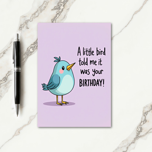 Aqua Bird Birthday Card