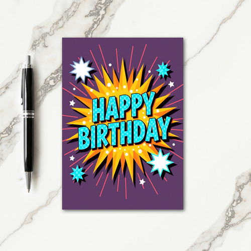 Aqua Birthday Burst Card