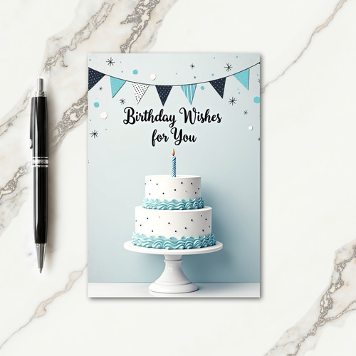 Aqua Birthday Cake Card