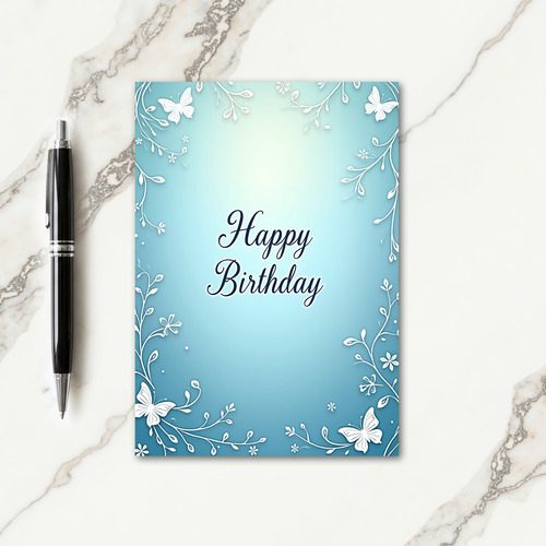 Aqua Birthday Filigree Card
