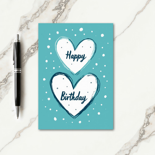 Aqua Birthday Scribbles Card