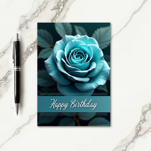 Aqua Bloom Birthday Card
