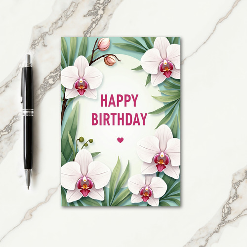 Aqua Blossom Birthday Card