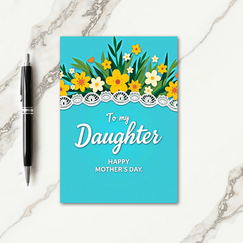 Aqua Blue Mothers Day Daughter Card