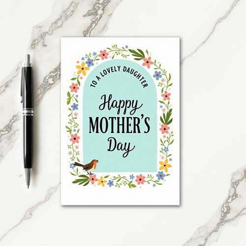 Aqua Blue Mothers Day Message Card