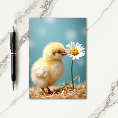 Aqua Bokeh Baby Bird Card