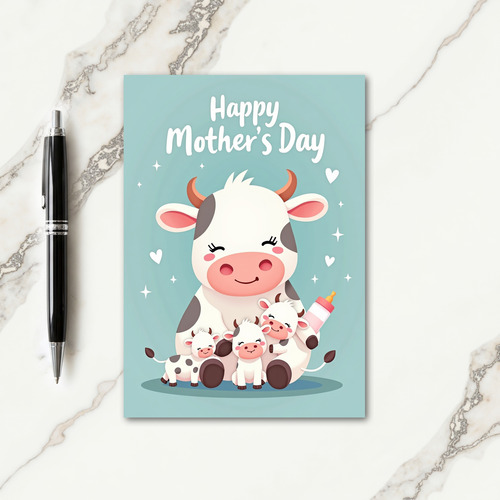 Aqua Bovine Mothers Day Card