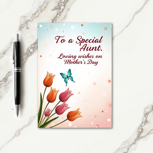 Aqua Butterfly Mothers Day Card