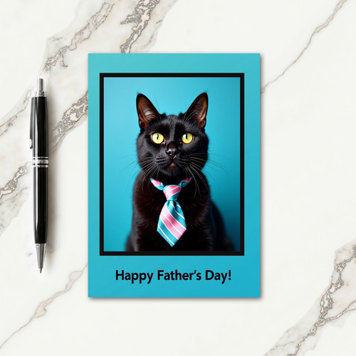 Aqua Cat Fathers Day Card