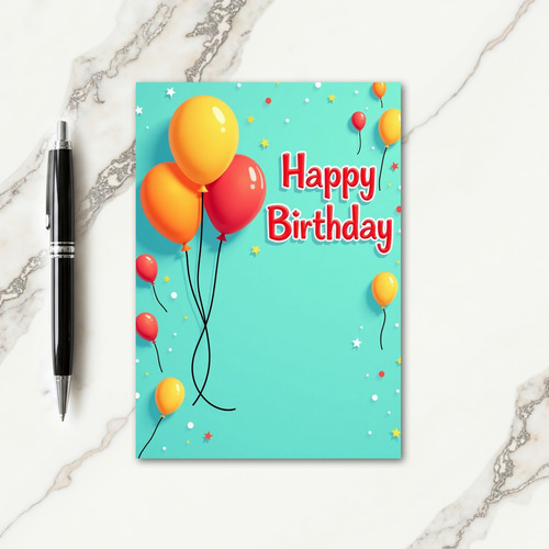 Aqua Celebration Birthday Card