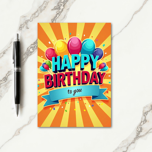 Aqua Crimson Birthday Card