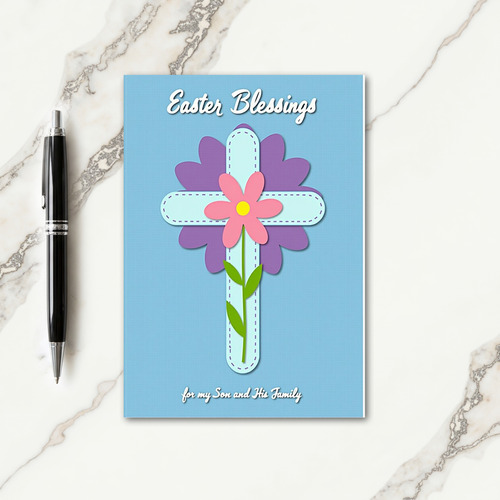 Aqua Cross Easter Wishes Card