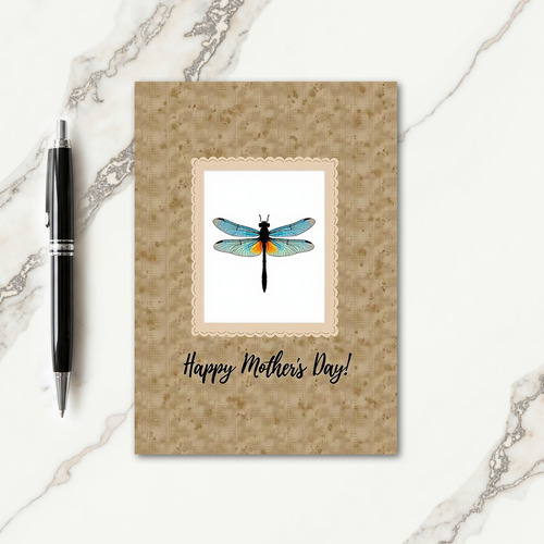 Aqua Dragonfly Mothers Day Card