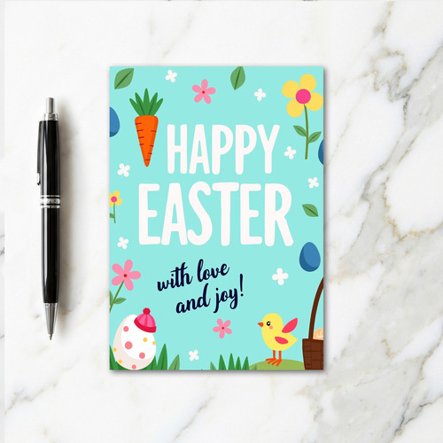 Aqua Easter Blossoms Pattern Card