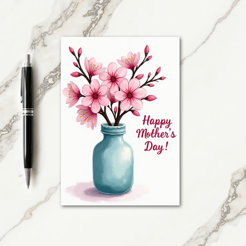 Aqua Floral Bloom Card