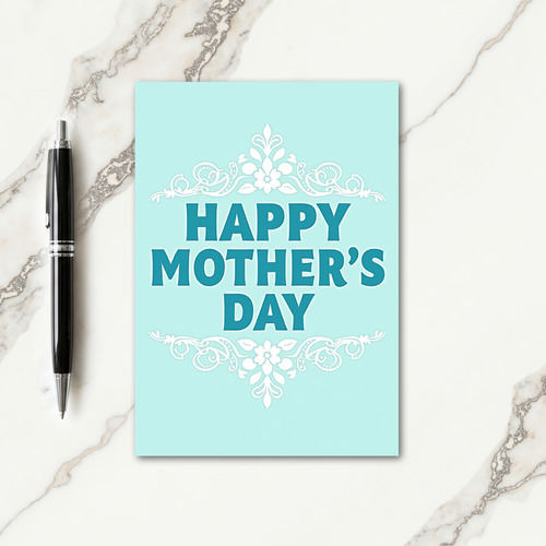 Aqua Floral Message Card