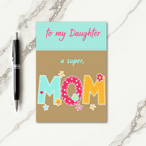 Aqua Floral Mom Card