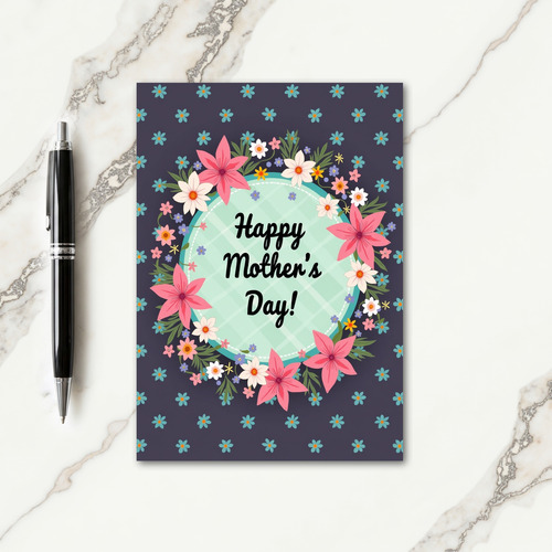 Aqua Floral Mothers Day Card