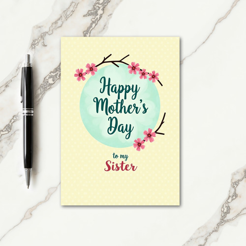 Aqua Floral Mothers Day Sister Card