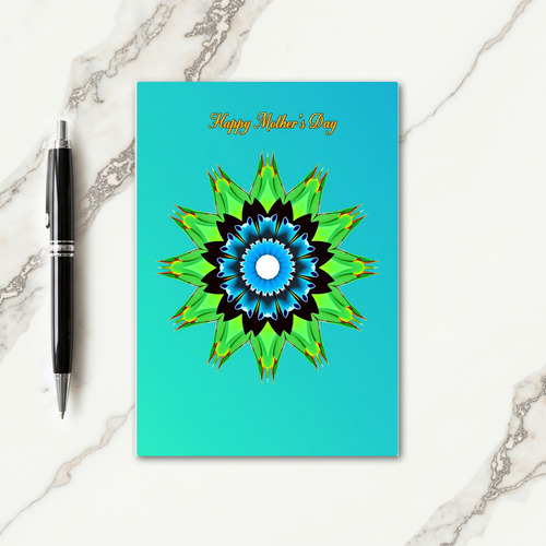 Aqua Floral Pattern Art Card