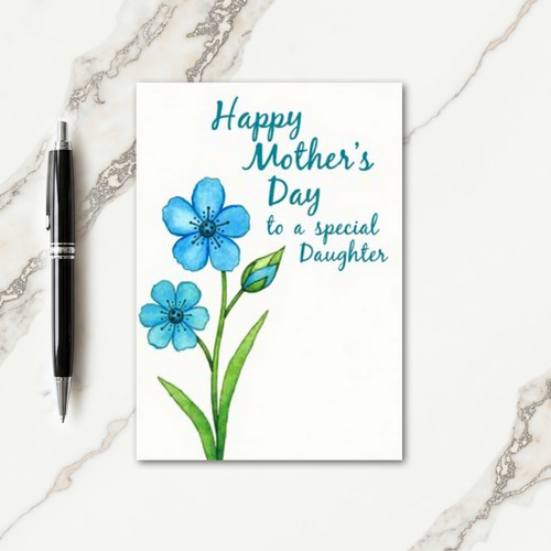Aqua Flower Mothers Day Card