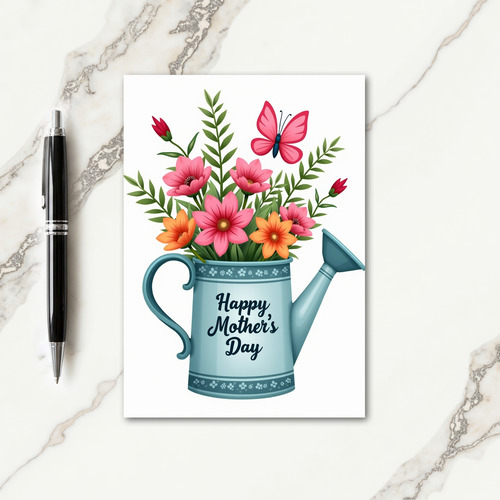 Aqua Flowers Springtime Card