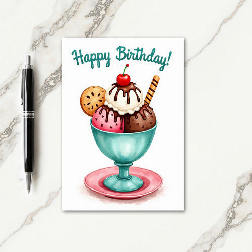 Aqua Glass Birthday Card