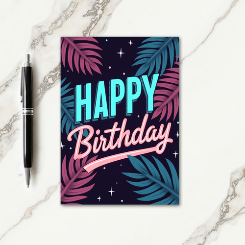 Aqua Happy Birthday Scene Card