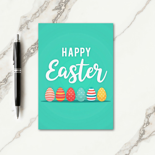 Aqua Happy Easter Egg Art Card