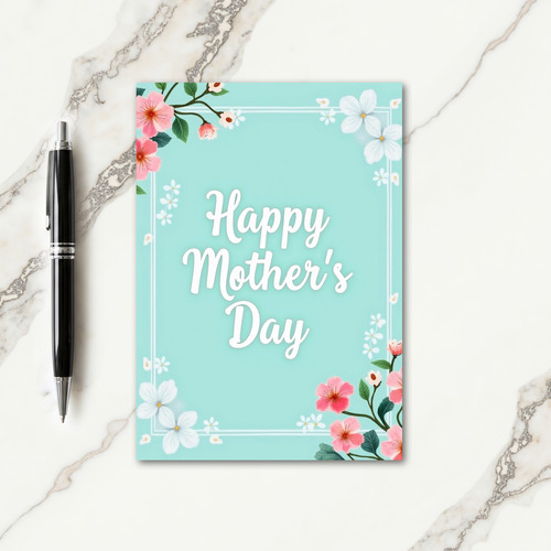Aqua Happy Mothers Day Card