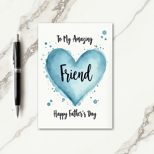 Aqua Heart Fathers Day Card