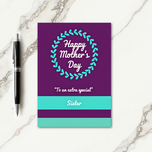 Aqua Heart Mothers Day Card