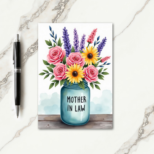Aqua Jar Mothers Day Floral Card