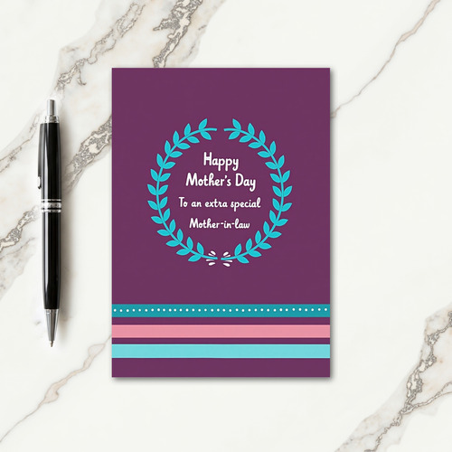 Aqua Leaves Mothers Day Card
