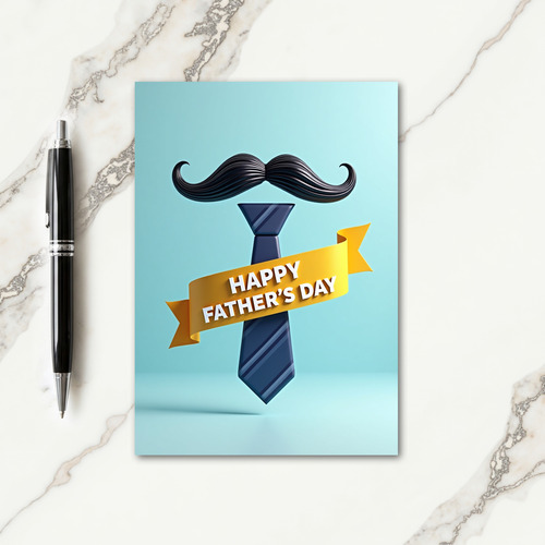 Aqua Mustache Fathers Day Card