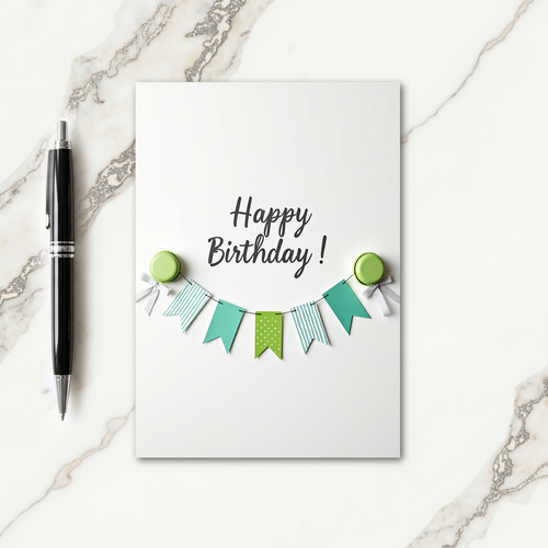 Aqua Pennant Birthday Card