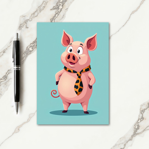 Aqua Pig Fathers Day Tie Card
