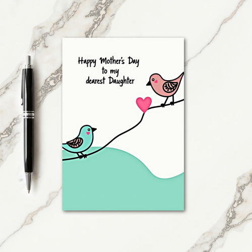 Aqua Pink Mothers Day Heart Card