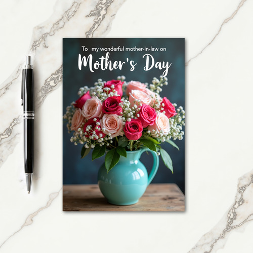 Aqua Pitcher Mothers Day Card