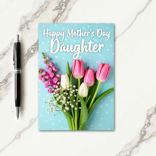 Aqua Polka Dot Mothers Card