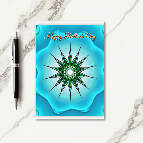 Aqua Starburst Mothers Day Card