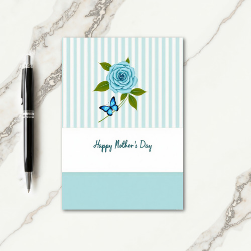 Aqua Stripes Mothers Day Card