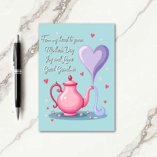 Aqua Teapot Sweet Mothers Day Card