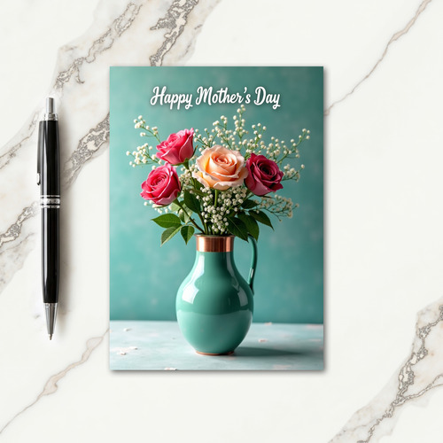 Aqua Vase Mothers Day Card