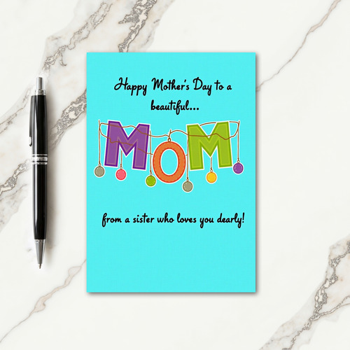 Aqua Woven Mom Mothers Day Card