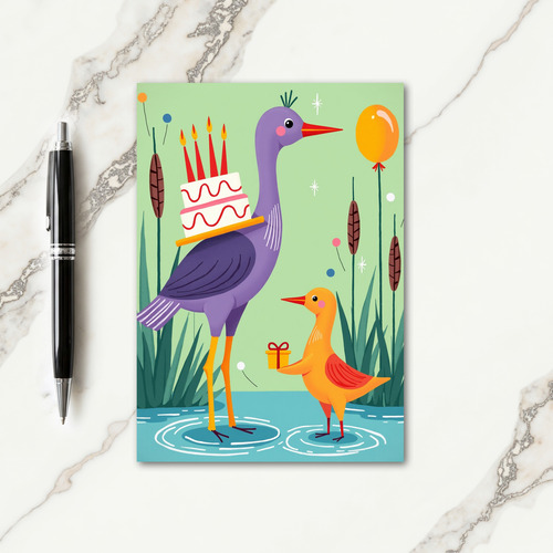 Aquatic Avian Birthday Card