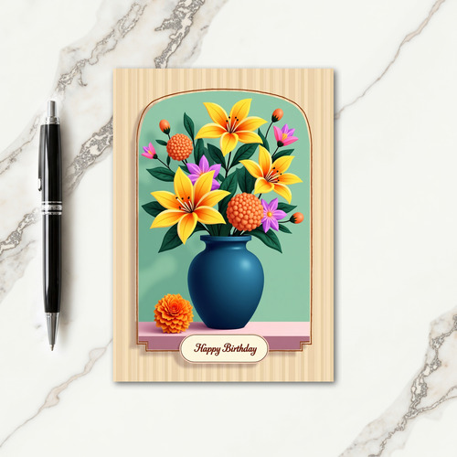 Arched Blossom Birthday Card