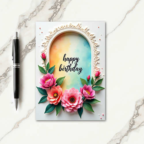 Arched Floral Birthday Card