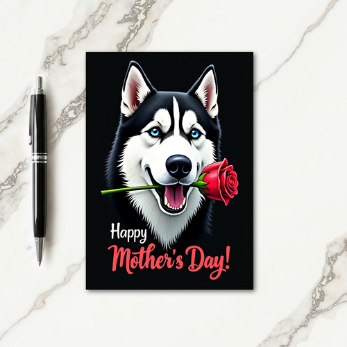 Arctic Dog Mothers Day Rose Card