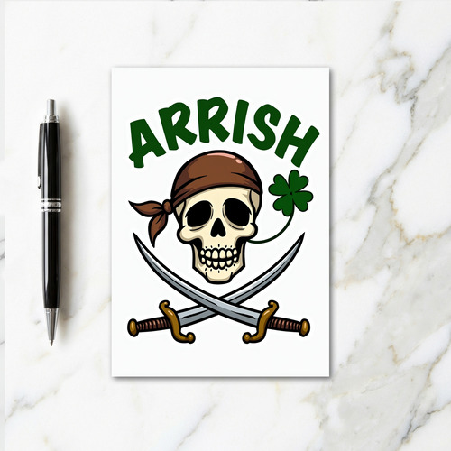 Arrish Pirate Skull Irish Pride Card